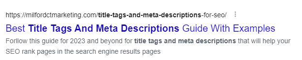Title tags and meta descriptions example