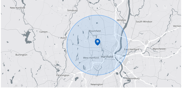 5-mile radius targeting od Hartford CT