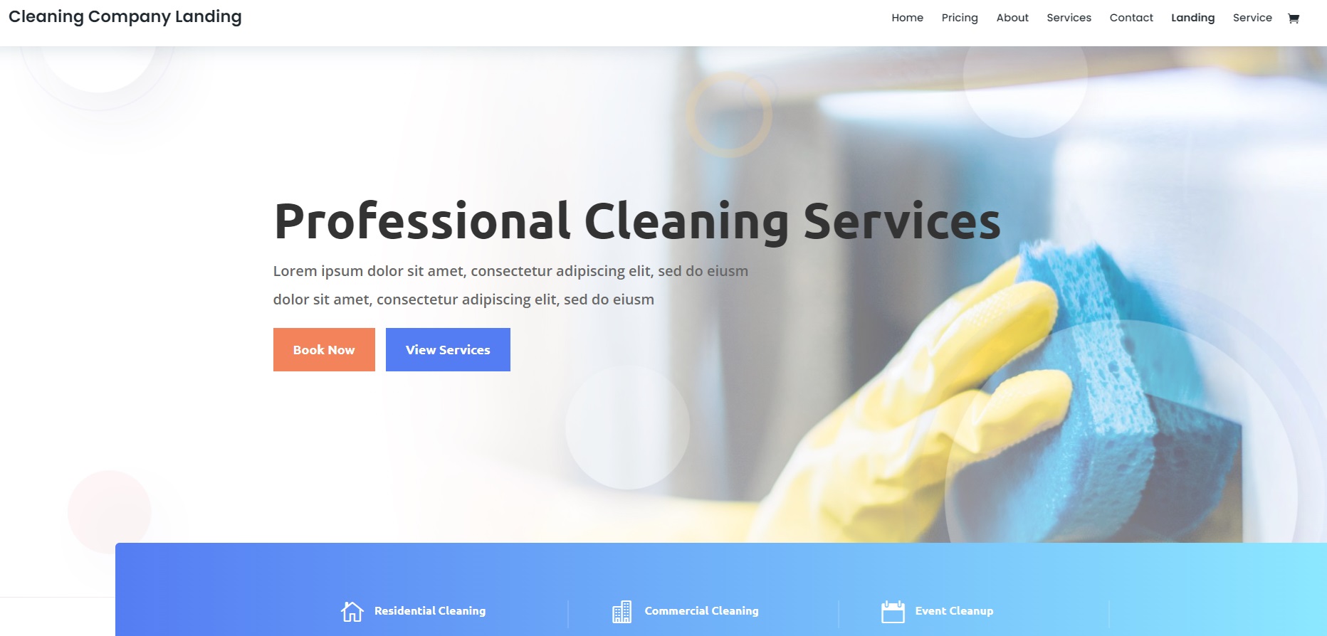 Image of a cleaning company demo website