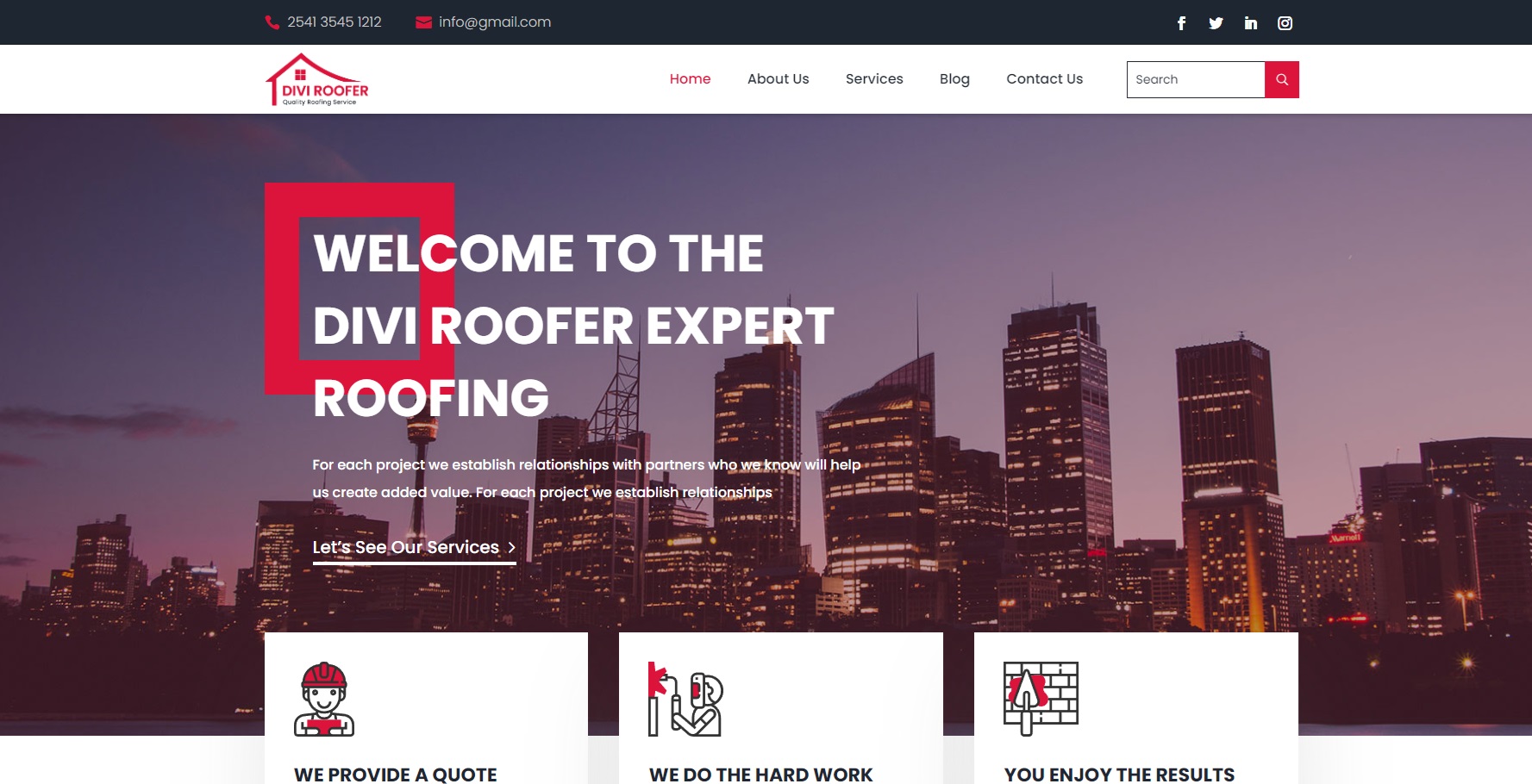 image of roofing website demo