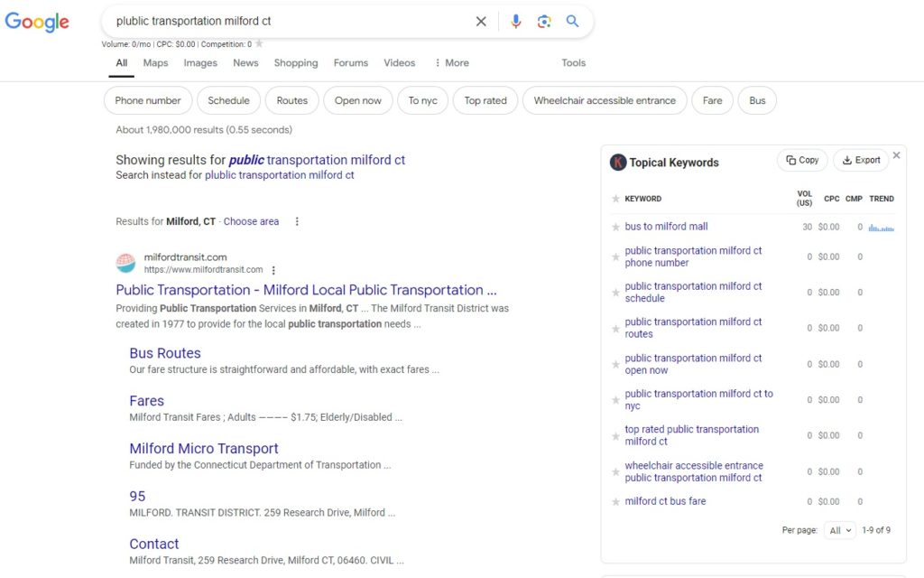 Image of search results for milford transit