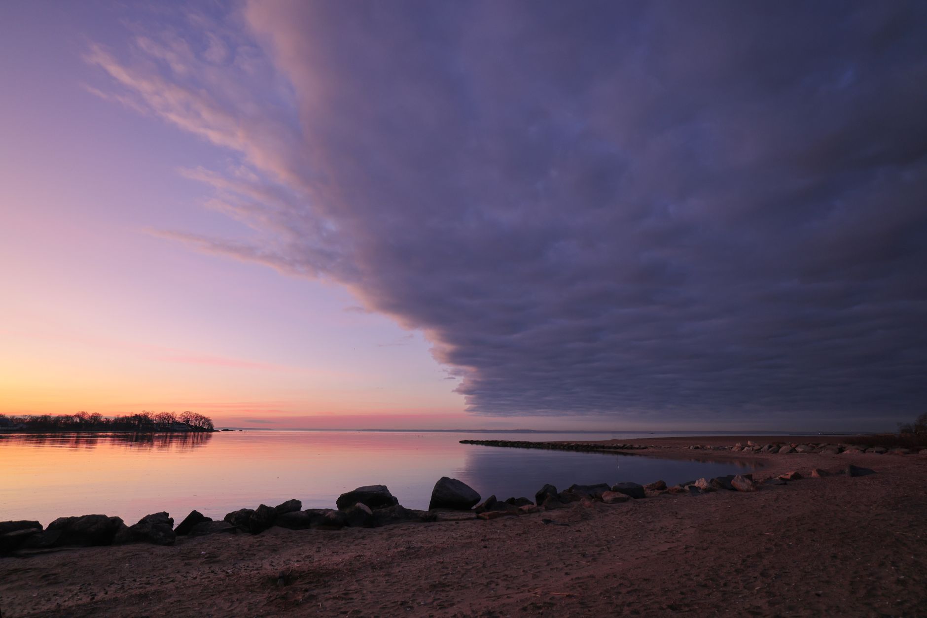 Sunset over Long Island Sound at Milford, Connecticut